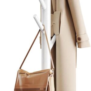 Pipishell Sturdy Wooden Coat Stand, 3 Adjustable Sizes Coat Tree with 8 Hooks, Coat Stands for Hallway Entryway, Hat Stand for Clothes, Used in Bedroom/Office/Hallway/Entryway, White