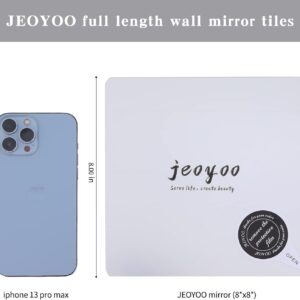 JEOYOO Full Length Wall Mirror Tiles, 8'' x 8'' x 8 PCS, Frameless Full Body Mirror Tiles for Bedroom,shatterproof Non Glass Mirrors Wall Mounted for Home Gym, Over The Door, Kids Mirror,32"x16"