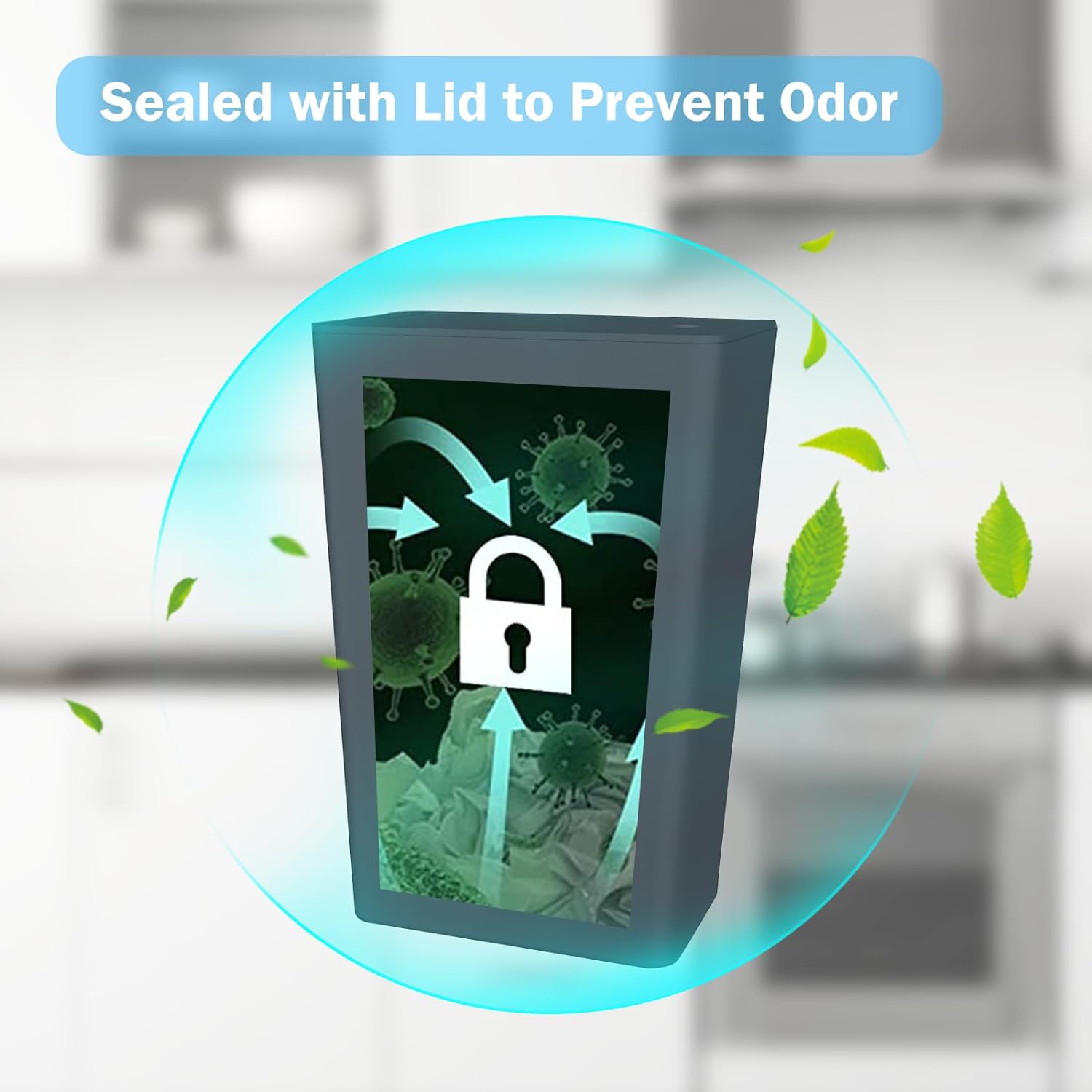 3 Pack Bathroom Small Trash Can with Lid,10L / 2.6 Gallon Slim Garbage Bin Wastebasket with Pop-Up Lid for Bedroom, Office, Kitchen, Craft Room, Fits Under Desk/Cabinet/Sink/ - Image 6