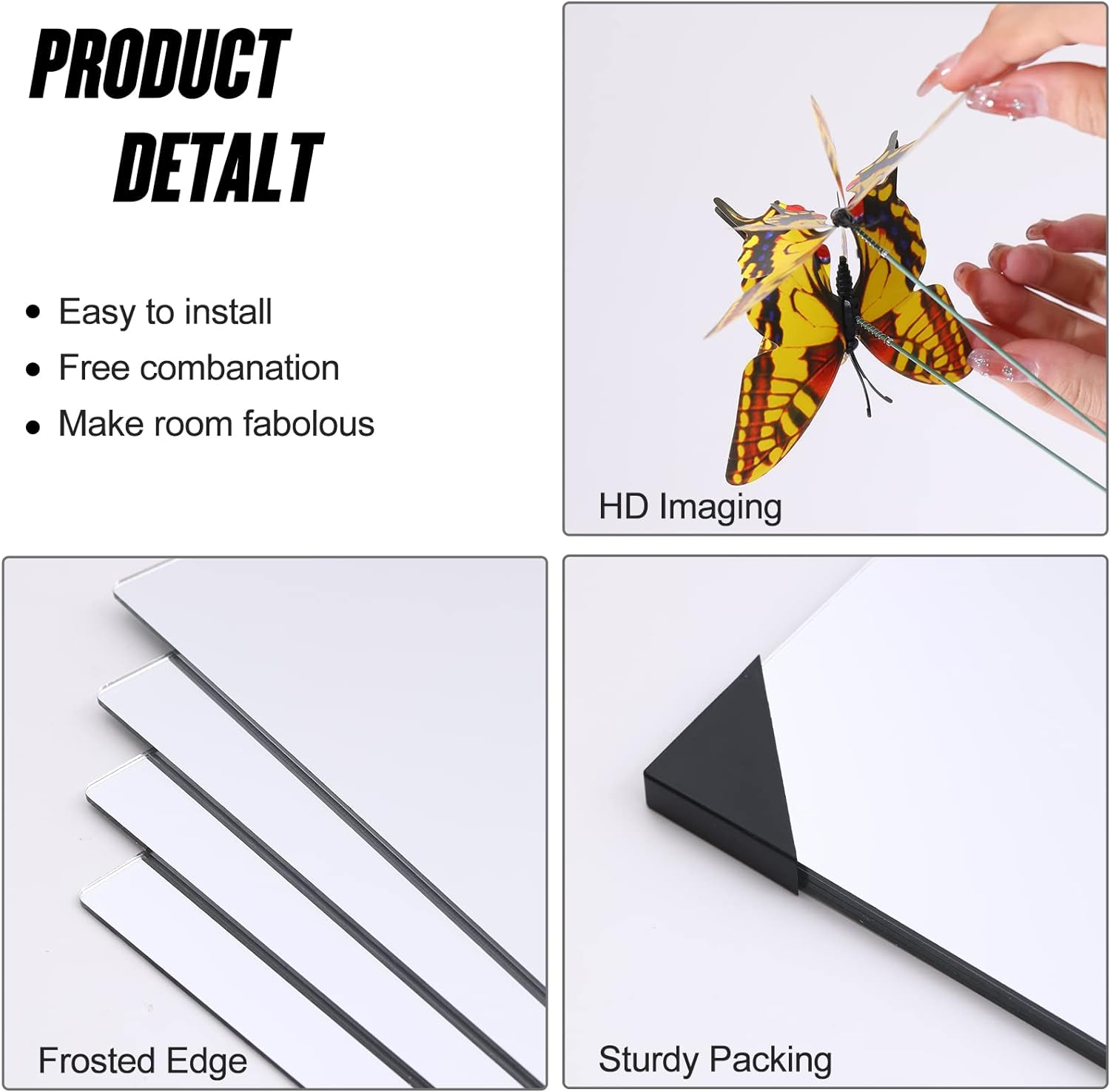 JEOYOO Full Length Wall Mirror Tiles, 8'' x 8'' x 8 PCS, Frameless Full Body Mirror Tiles for Bedroom,shatterproof Non Glass Mirrors Wall Mounted for Home Gym, Over The Door, Kids Mirror,32"x16" - Image 2