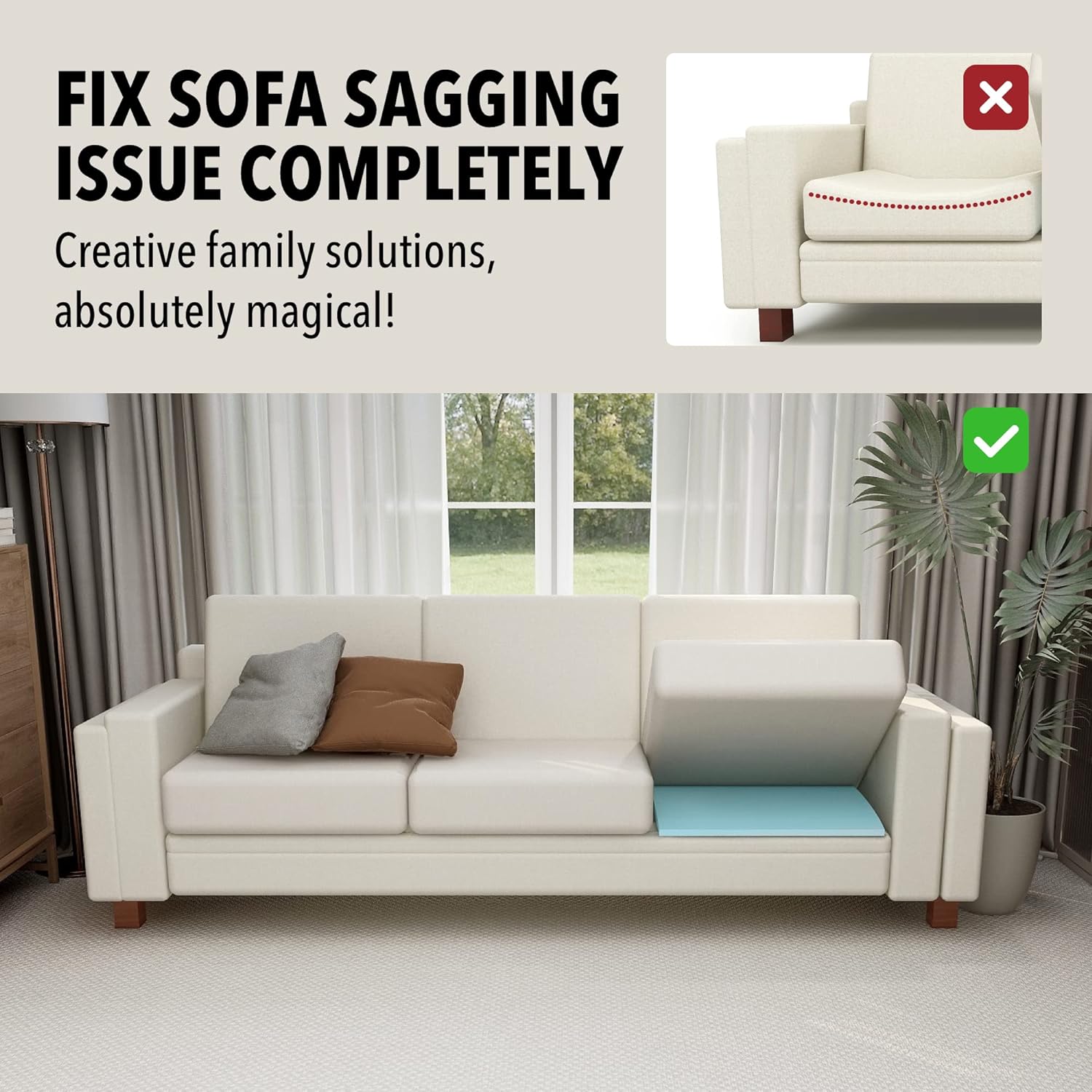 Tromlycs Couch Sofa Cushion Support for Sagging Seat Arched Furniture Seat Under Cushion Sag Repair Set of 3 - Image 7