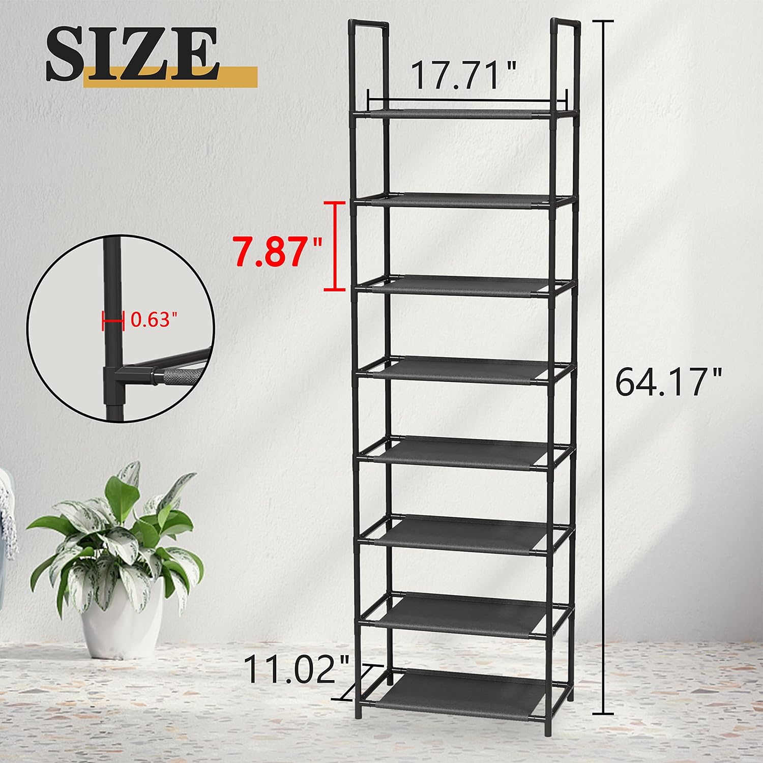 Z&L HOUSE 8 Tier Shoe Rack Narrow, Sturdy Shoe Rack Tall Store 16-20 Pairs of Shoes, Stackable Shoe Shelf for Closet Entryway to Increase The Use of Space - Image 2