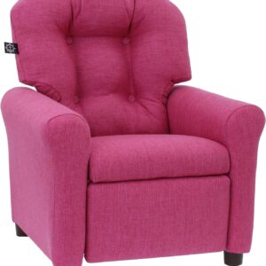 The Crew Furniture Traditional Kids Recliner, Toddler Ages 1-5 Years, Home Décor Polyester Linen, Magenta