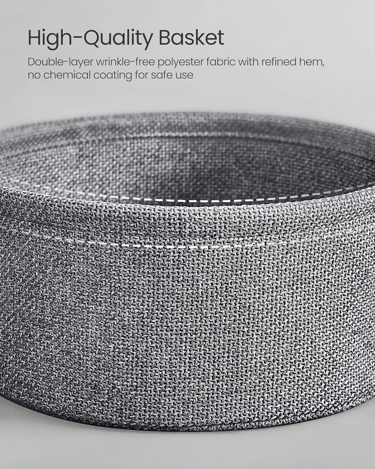 VASAGLE Small Round Side End Table, Modern Nightstand with Fabric Basket, Bedside Table for Living Room Bedroom,,Dove Gray and Slate Gray LET223G36 - Image 6