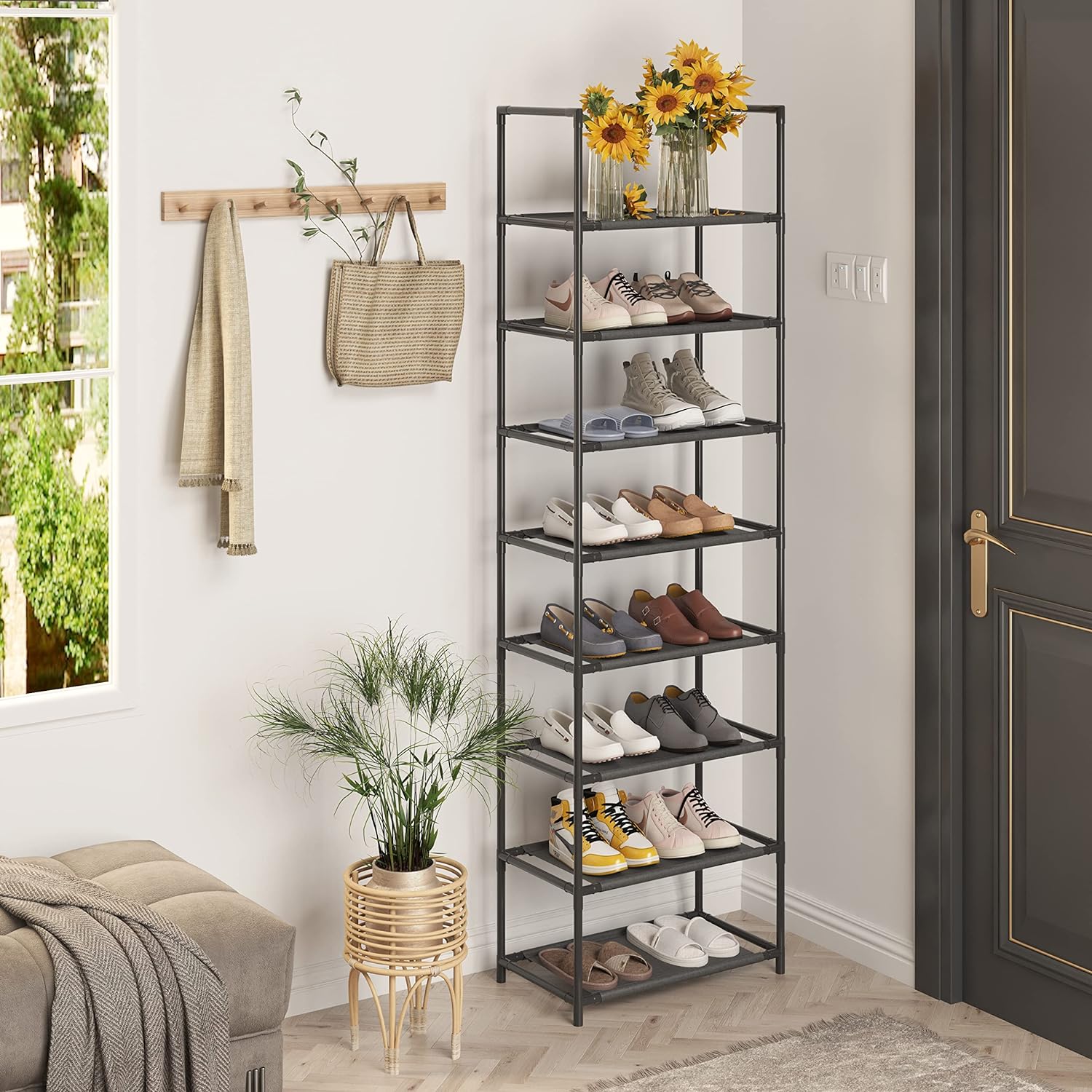 Z&L HOUSE 8 Tier Shoe Rack Narrow, Sturdy Shoe Rack Tall Store 16-20 Pairs of Shoes, Stackable Shoe Shelf for Closet Entryway to Increase The Use of Space - Image 5